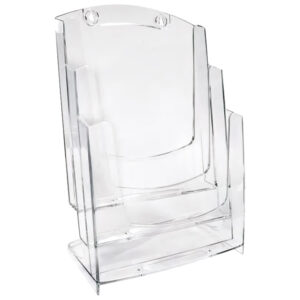 Stalak za prospekte Arda stolni-zidni A4 trodjelni okomit kristalno proziran