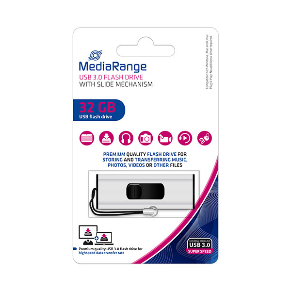 Kapacitet:16GB, USB 3.0,brzina čitanja: do 50MB/s,brzina pisanja: do 15MB/s, kućište s kliznim mehanizmom, uzica za privjesak, jamstvo 12m
