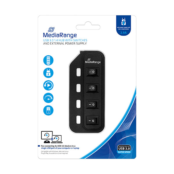 USB HUB 3.0, 4 PORTNI S ODVOJENIM PREKIDAČEM